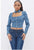 LONG SLEEVE DENIM TOP WITH PUFF SHOULDER DETAIL AND ATTACHED COLLAR