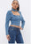 LONG SLEEVE DENIM TOP WITH PUFF SHOULDER DETAIL AND ATTACHED COLLAR